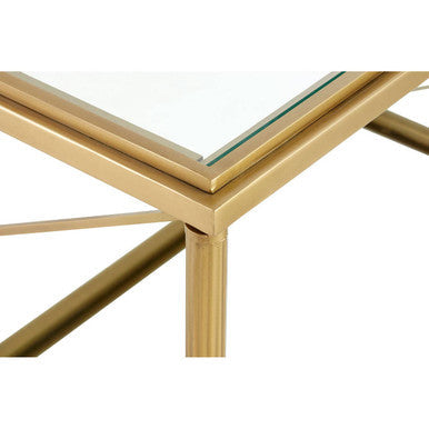 Axis Clear Glass 2 Tier Coffee Table with Gold Finish Frame