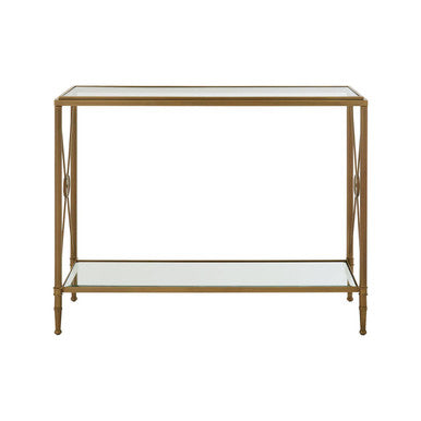 Axis Clear Glass 2 Tier Console Table with Gold Finish Frame