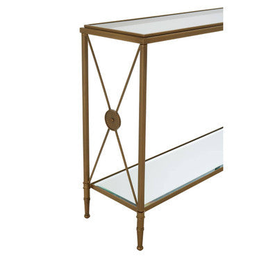 Axis Clear Glass 2 Tier Console Table with Gold Finish Frame