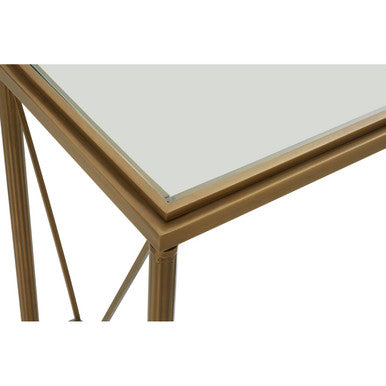 Axis Clear Glass 2 Tier Console Table with Gold Finish Frame