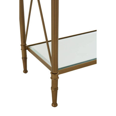 Axis Clear Glass 2 Tier Console Table with Gold Finish Frame