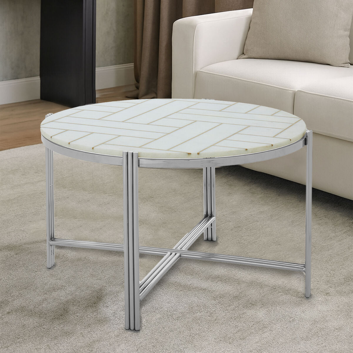 Eva White Marble Coffee Table