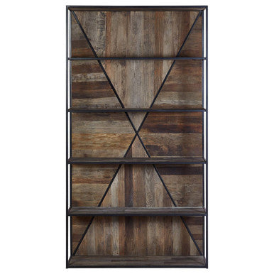 Midas Recycled Elm Wood 5 Tier Shelf Unit
