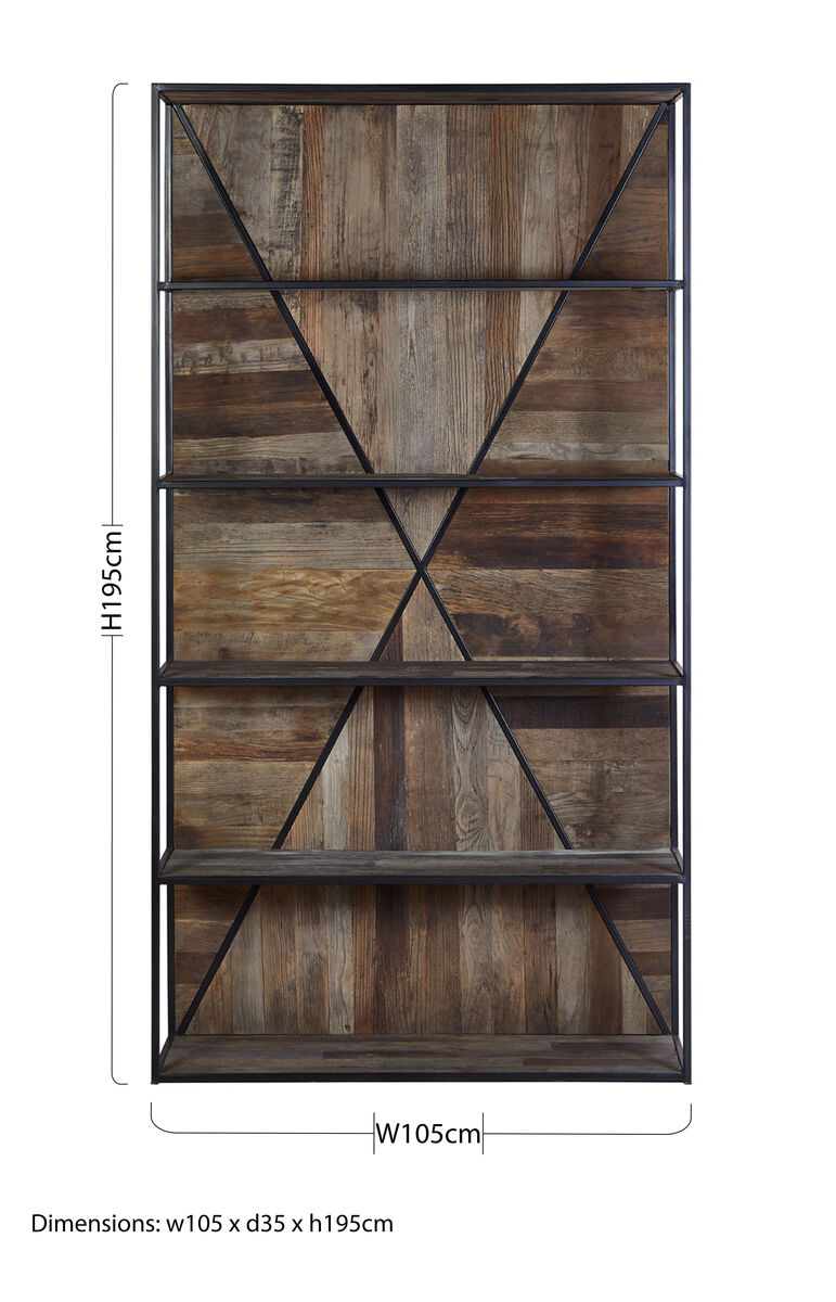 Midas Recycled Elm Wood 5 Tier Shelf Unit