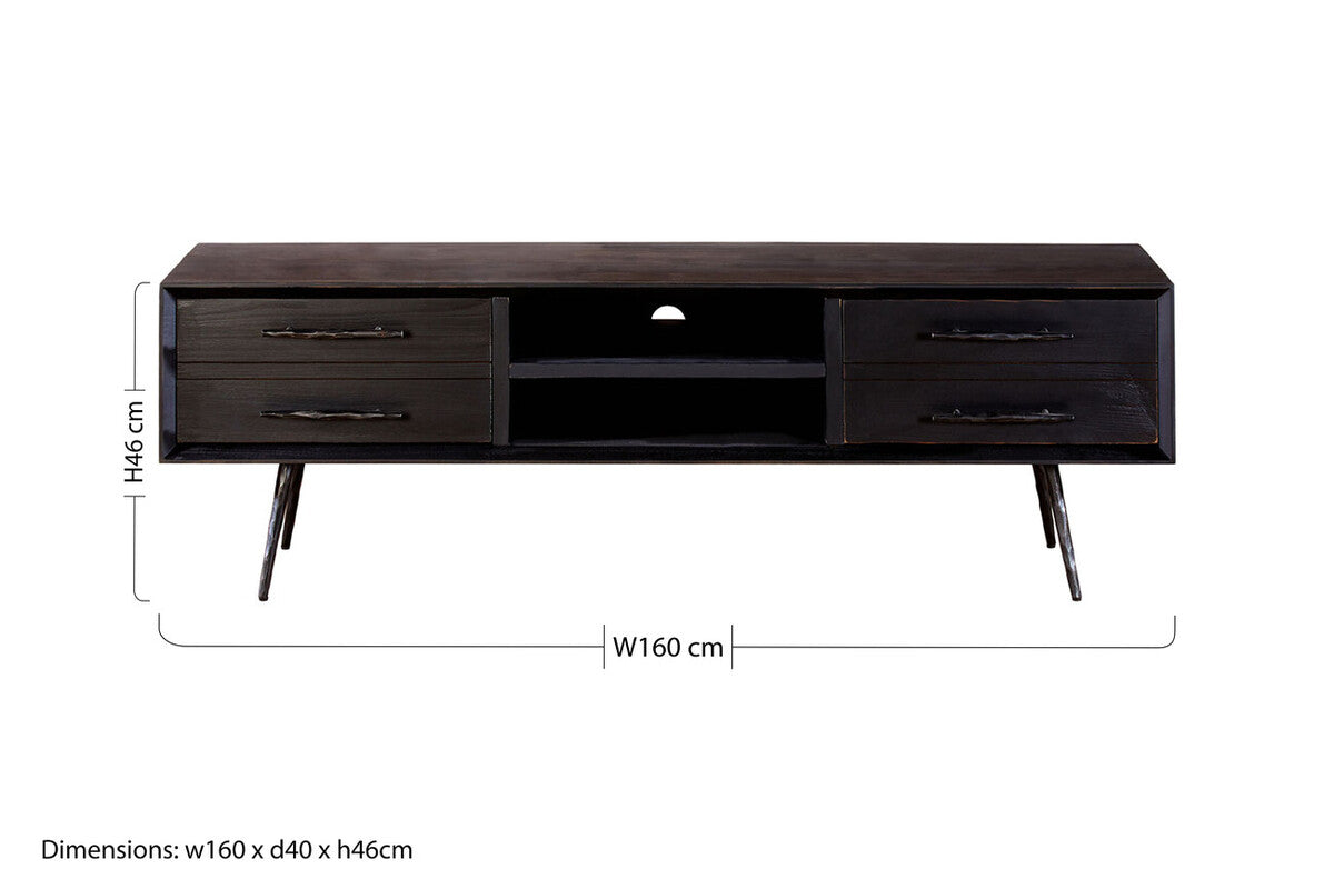 Madsen Brown Recycled Wood 4 Drawer Media Unit