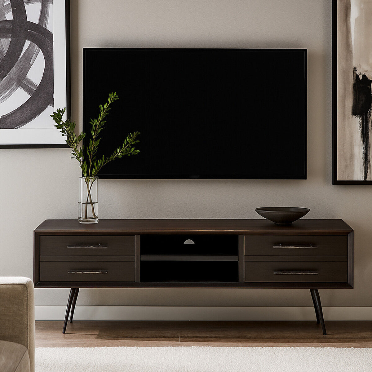 Madsen Brown Recycled Wood 4 Drawer Media Unit