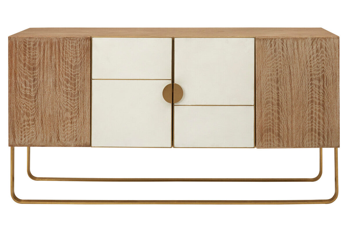 Modica White and Oak Wood Sideboard