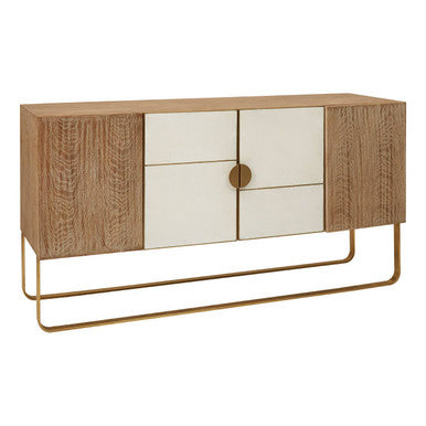 Modica White and Oak Wood Sideboard