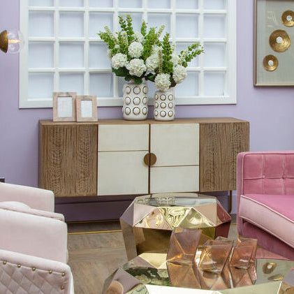Modica White and Oak Wood Sideboard