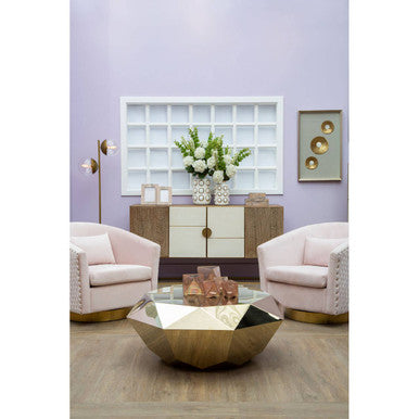 Modica White and Oak Wood Sideboard