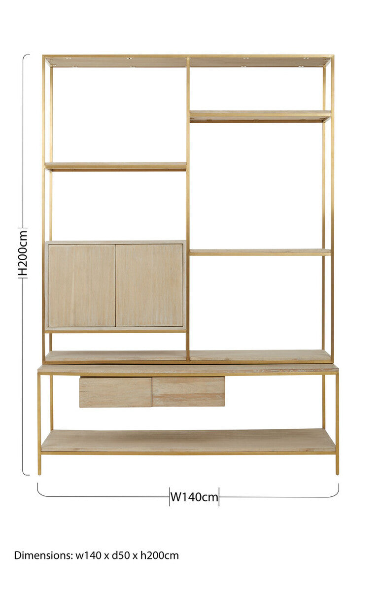 Modica Natural Oak Wood Shelf Unit