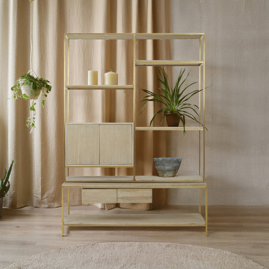 Modica Natural Oak Wood Shelf Unit