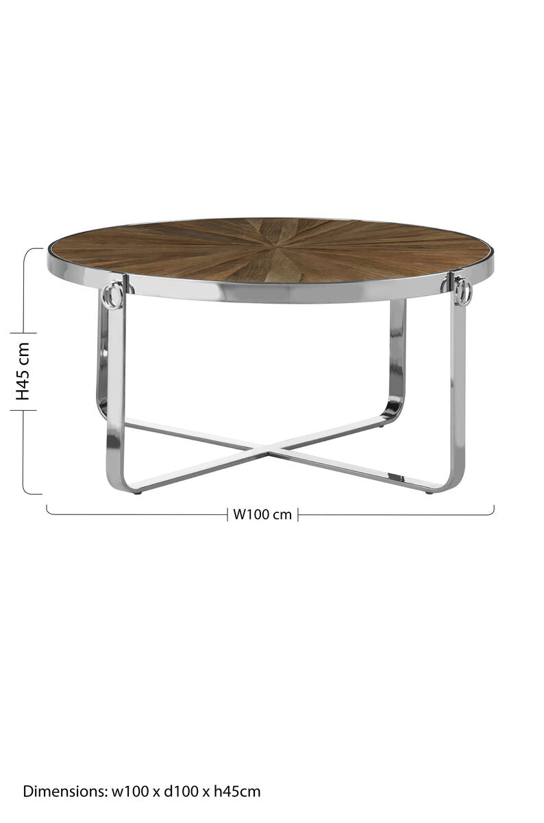 Mitra Elm Wood Parquet Top Coffee Table