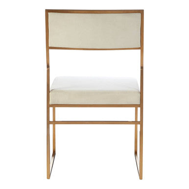 Mian Milky White Velvet and Brushed Gold Finish Dining Chair