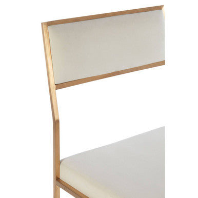 Mian Milky White Velvet and Brushed Gold Finish Dining Chair