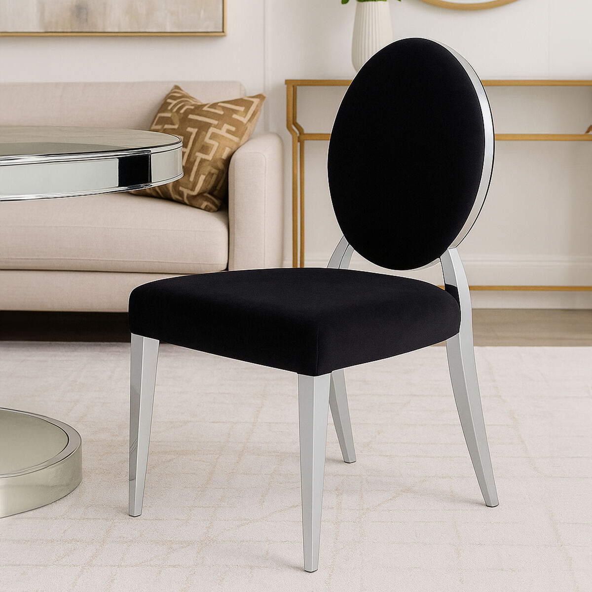 Yasmin Black Velvet Chair