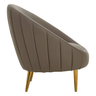 Lagero Brown Leather Effect Curved Cocoon Chair