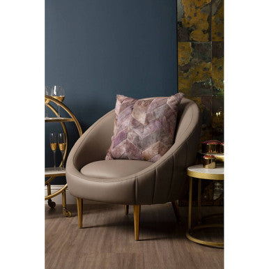 Lagero Brown Leather Effect Curved Cocoon Chair
