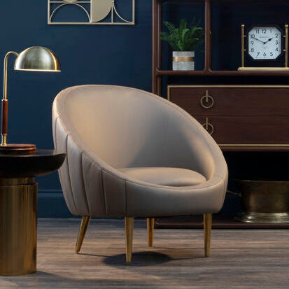 Lagero Brown Leather Effect Curved Cocoon Chair