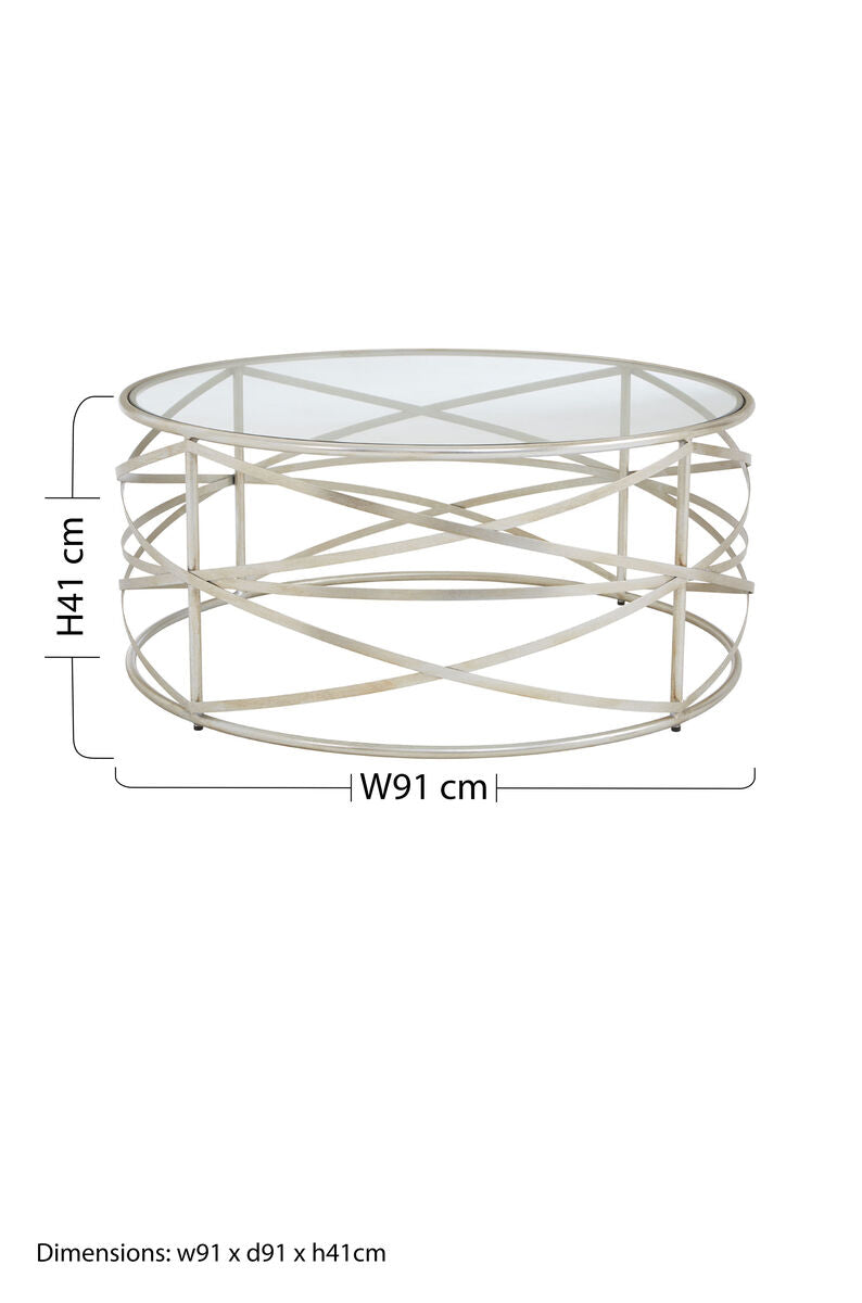 Rubia Clear Glass and Silver Finish Coffee Table