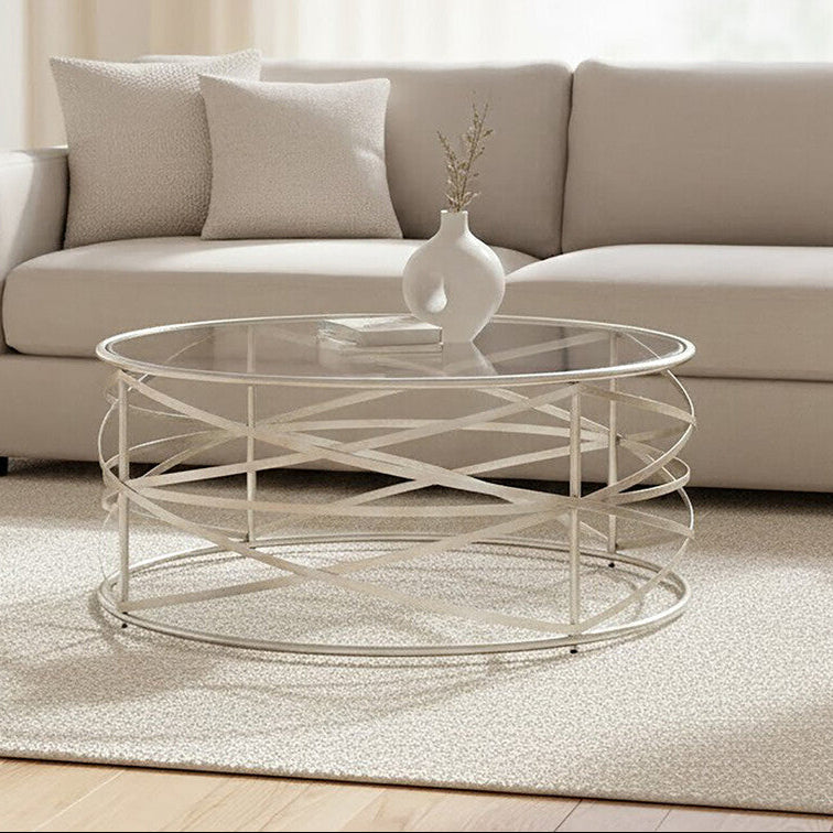 Rubia Clear Glass and Silver Finish Coffee Table
