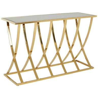 Reena Mirrored Top and Gold Finish Console Table