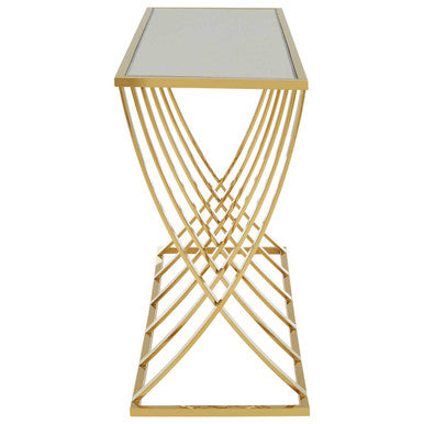 Reena Mirrored Top and Gold Finish Console Table