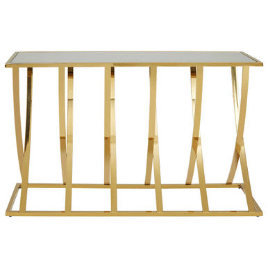 Reena Mirrored Top and Gold Finish Console Table