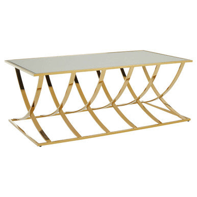 Reena Mirrored Top and Gold Finish Coffee Table