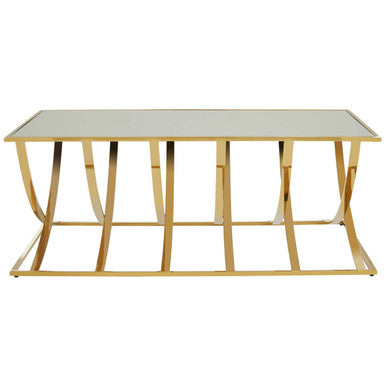 Reena Mirrored Top and Gold Finish Coffee Table