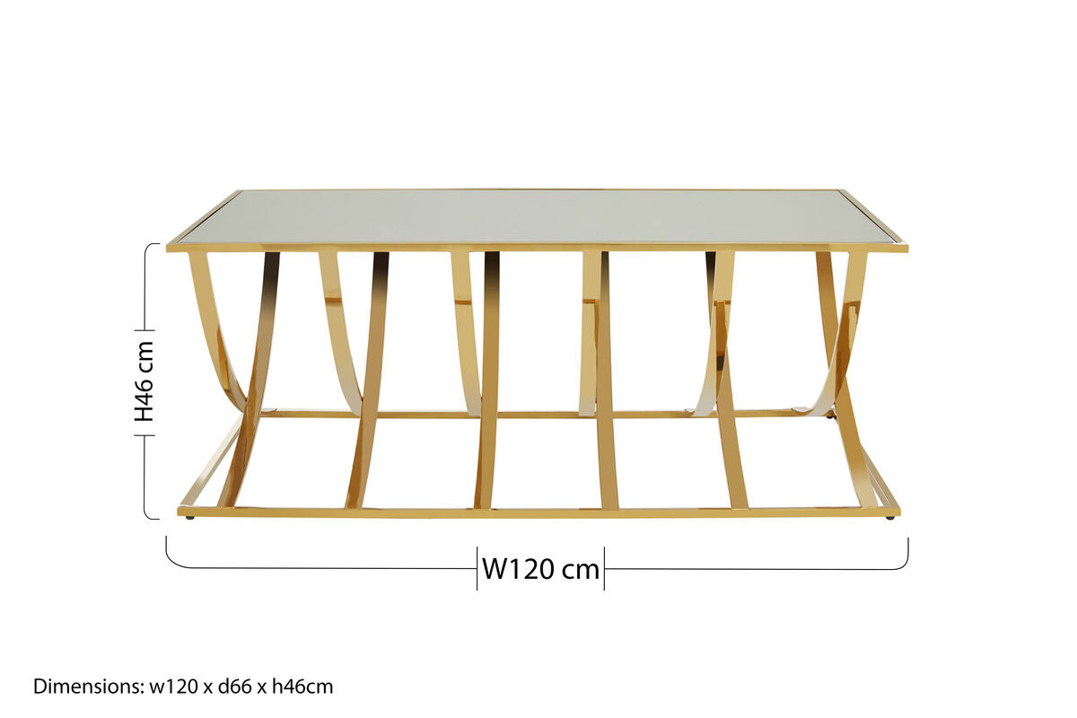 Reena Mirrored Top and Gold Finish Coffee Table