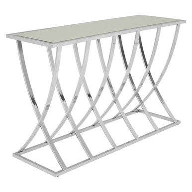Reena Mirrored Top and Chrome Finish Console Table