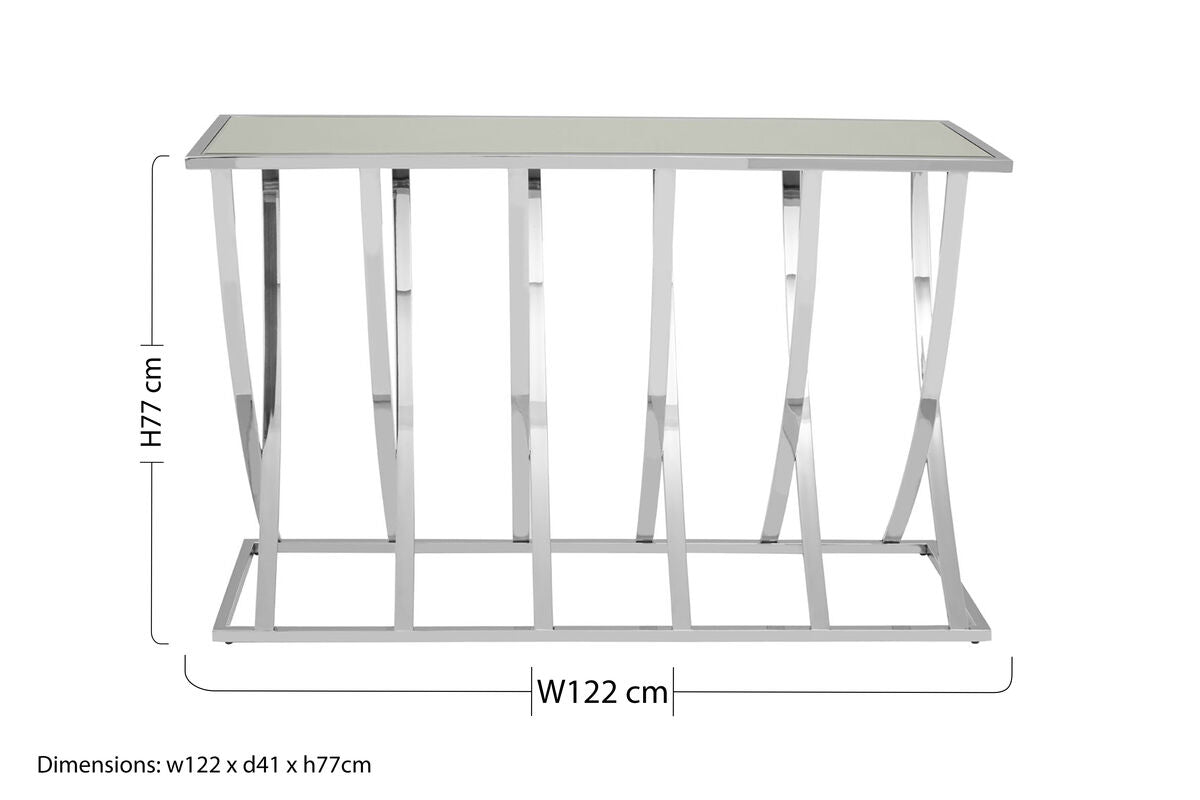 Reena Mirrored Top and Chrome Finish Console Table