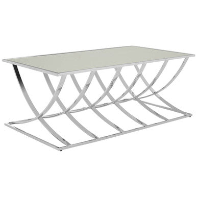 Reena Mirrored Top and Chrome Finish Coffee Table