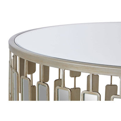 Raina Champagne Finish Mirrored Large Round Coffee Table