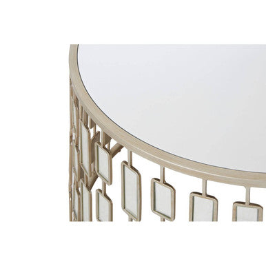 Raina Champagne Finish Mirrored Large Round Coffee Table