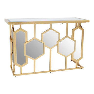 Rio Mirrored Top and Gold Finish Console Table