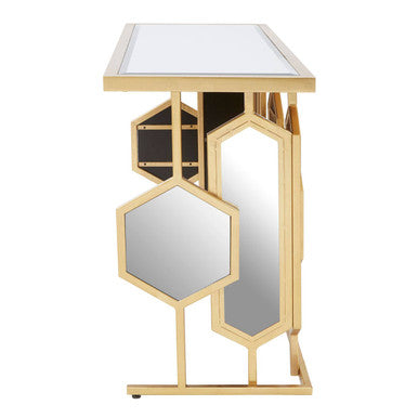 Rio Mirrored Top and Gold Finish Console Table
