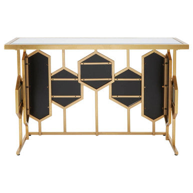 Rio Mirrored Top and Gold Finish Console Table