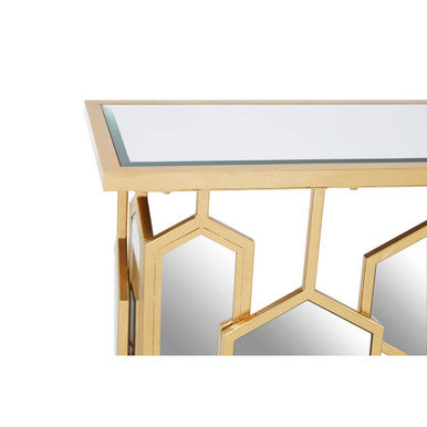 Rio Mirrored Top and Gold Finish Console Table