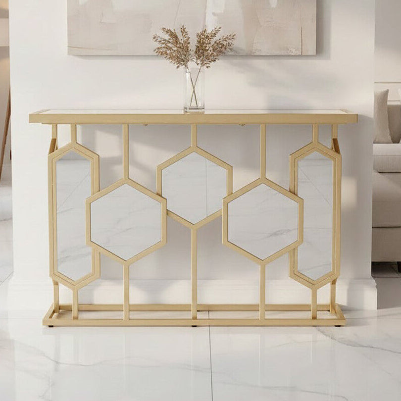 Rio Mirrored Top and Gold Finish Console Table