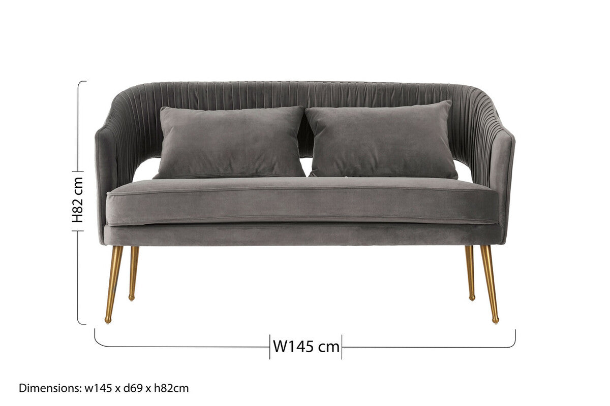 Hendricks Grey Velvet 2 Seater Sofa