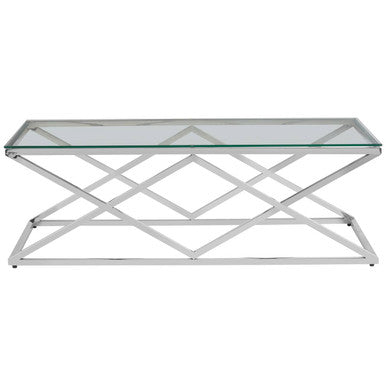 Allure Silver Finish Coffee Table with Inverted Prism Base
