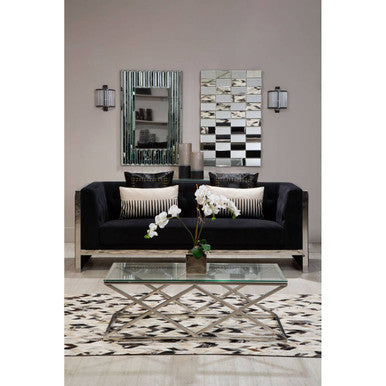 Allure Silver Finish Coffee Table with Inverted Prism Base