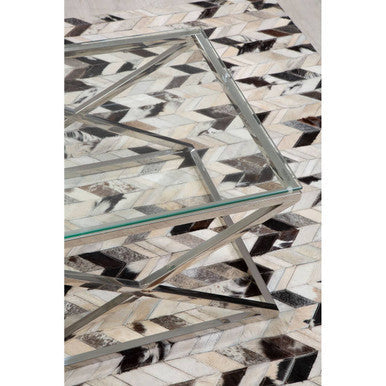 Allure Silver Finish Coffee Table with Inverted Prism Base