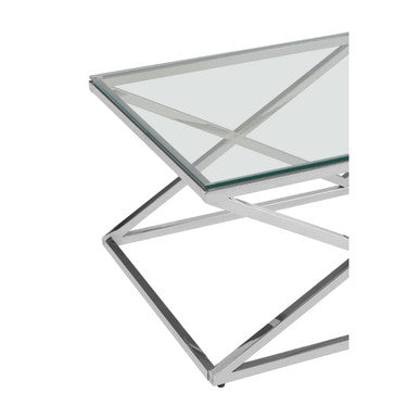 Allure Silver Finish Coffee Table with Inverted Prism Base