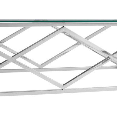 Allure Silver Finish Coffee Table with Inverted Prism Base