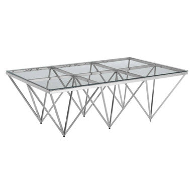 Allure Silver Finish Coffee Table with Six Pincer Legs