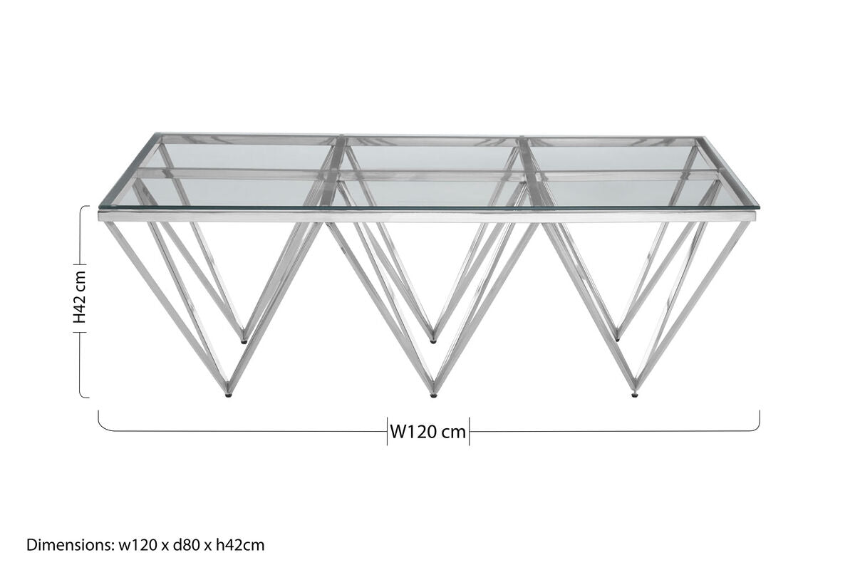 Allure Silver Finish Coffee Table with Six Pincer Legs