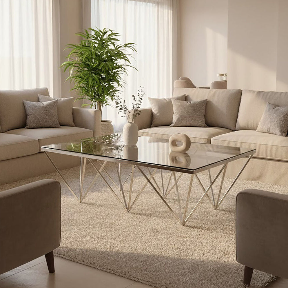 Allure Silver Finish Coffee Table with Six Pincer Legs